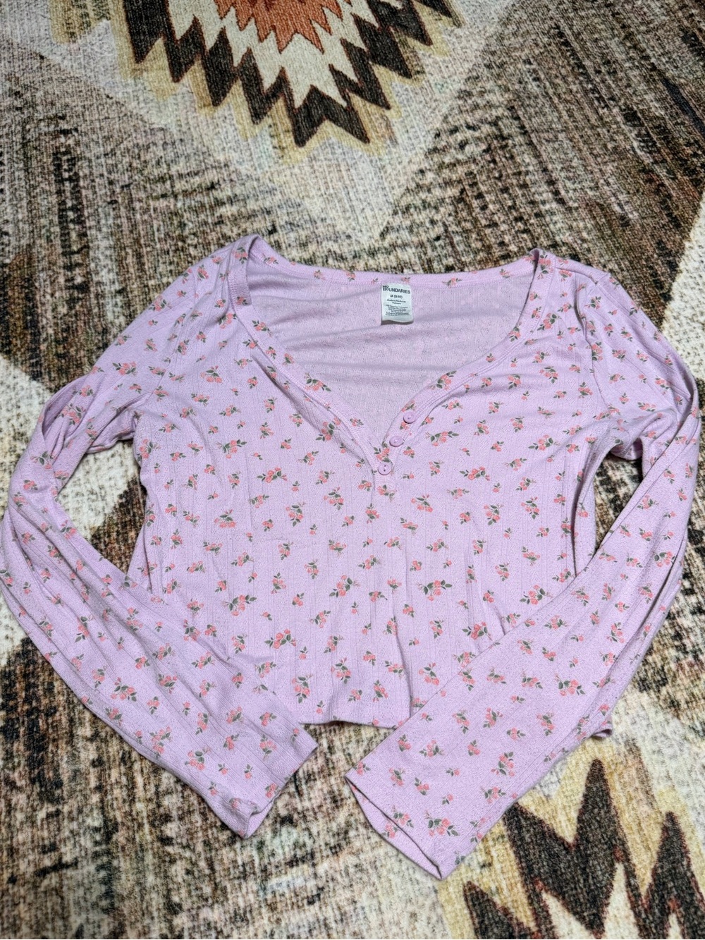 No boundaries Pink Floral Long Sleeve Top Women Medium